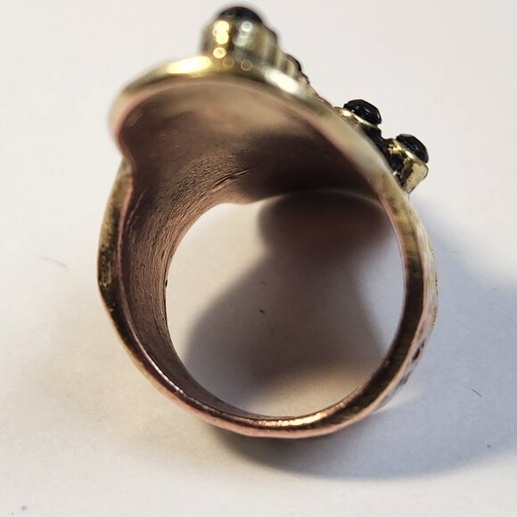 Brass "Antique" Chunky Art Deco Style Ring - Picture 10 of 15